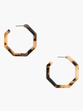 J. Crew Tortoise Hexagon Hoop Earrings